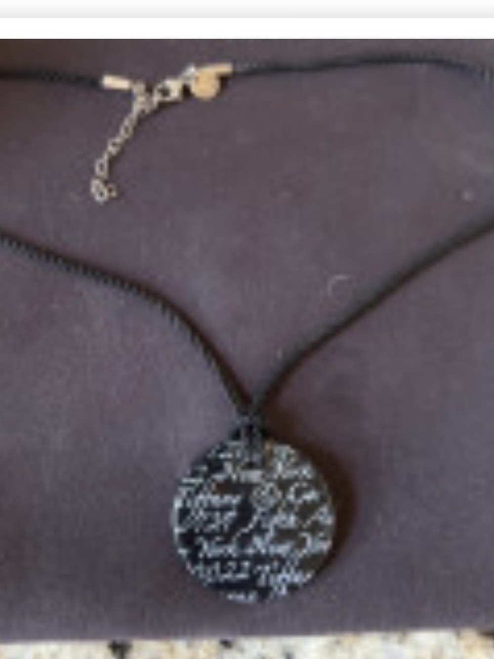 NEW! 🩵Tiffany black+ white Notes pendant necklace on cord w/sterling logo clasp